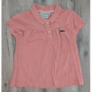 Lacoste Pink Short Sleeve Collared Pique Polo Shirt, Girls Size 6 (Z3)